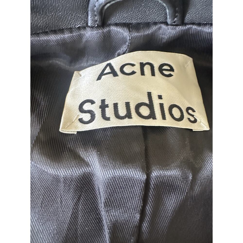 *Damaged Acne Studios Leather Biker Moto Mock Jacket Black Women’s Size 36 *Flaw - Picture 6 of 16
